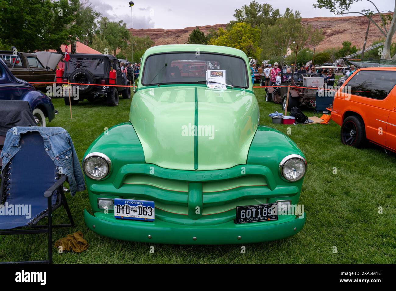 Modified 1954 Chevrolet 3100 Pickup in the Moab Rotary Car Show in Moab