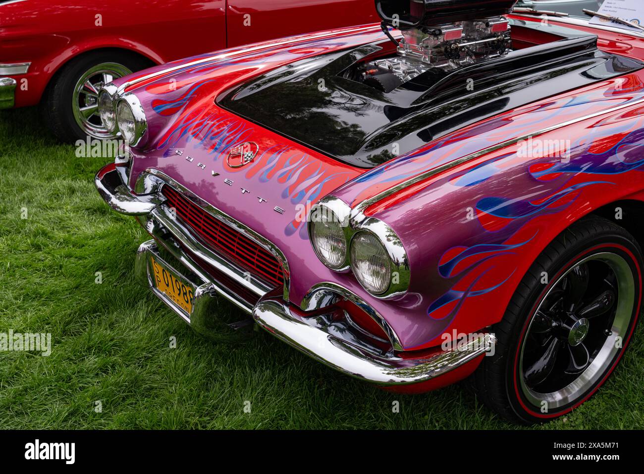 Detail of a modified 1962 Chevy Corvette in the Moab Rotary Car Show in