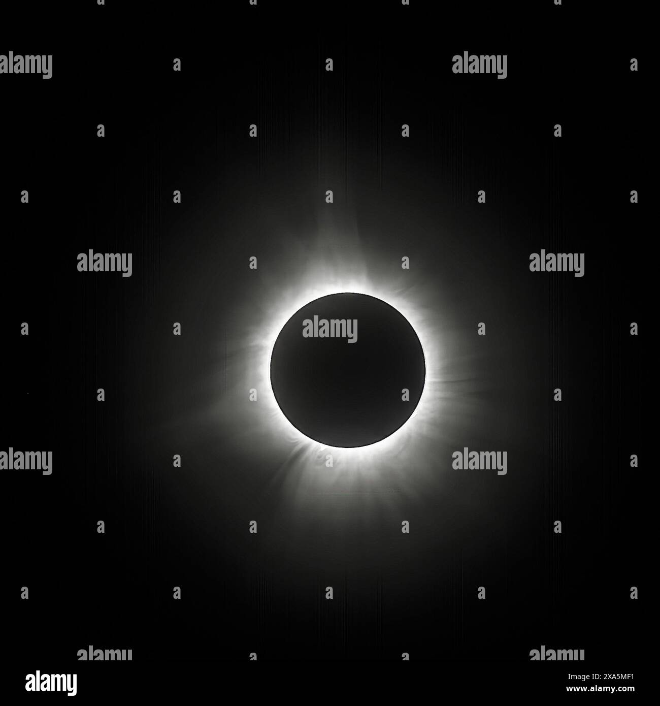 The sun's corona during the totality of the 2024 great American Eclipse Stock Photo