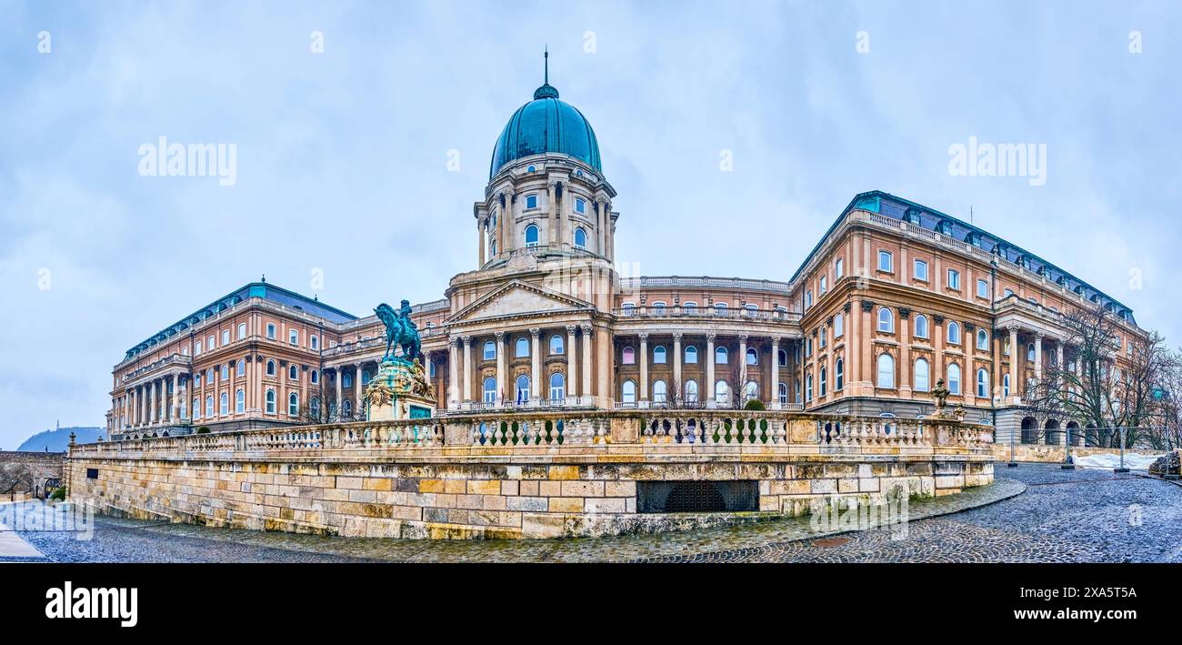 Panorama of Buda Castle and the Equestrian Statue of Prince Eugene of ...