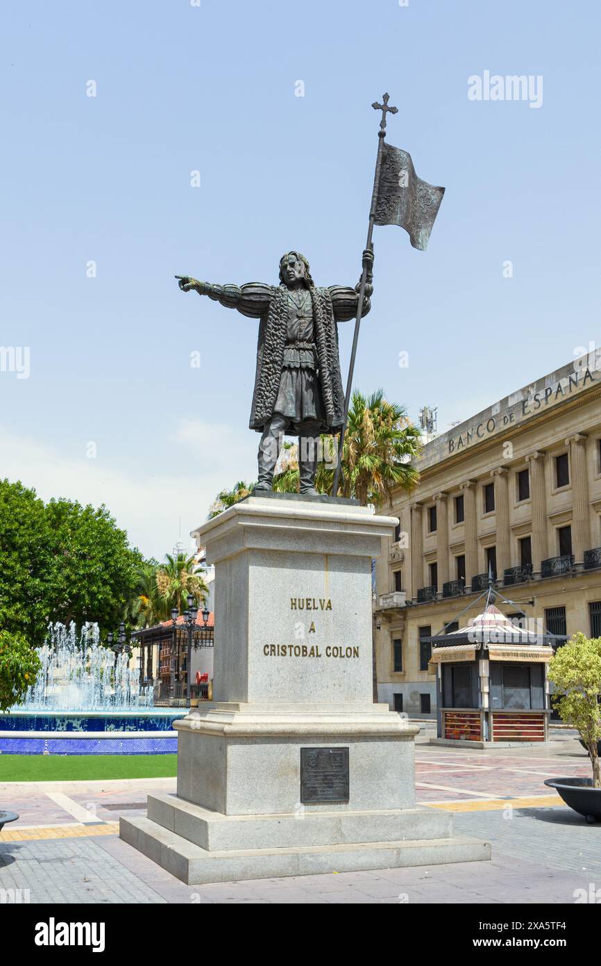 Cristobal Colon sculpture Huelva Andalucia, Spain Stock Photo