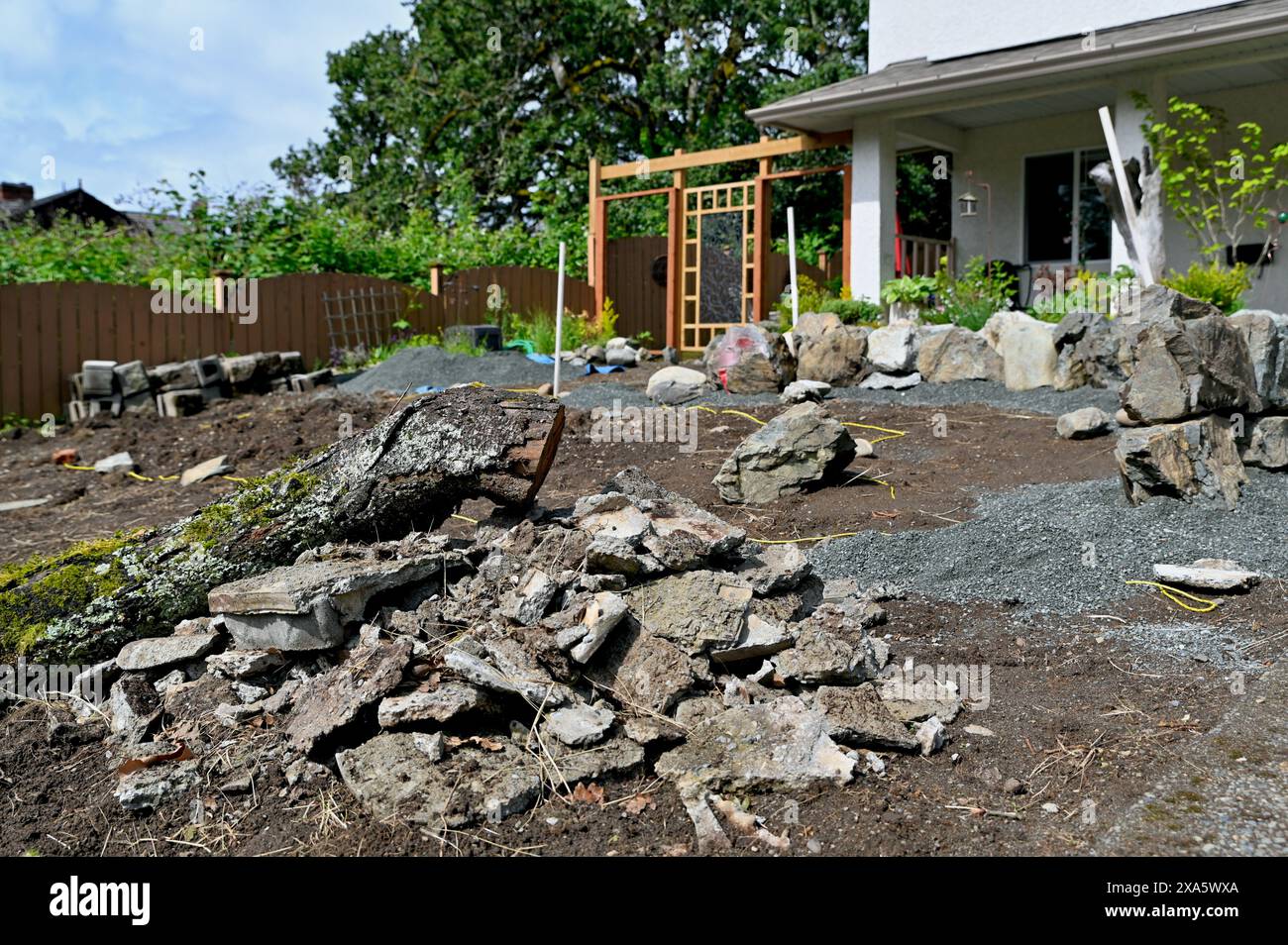 Outdoor yard and garden project landscaping in progress Stock Photo