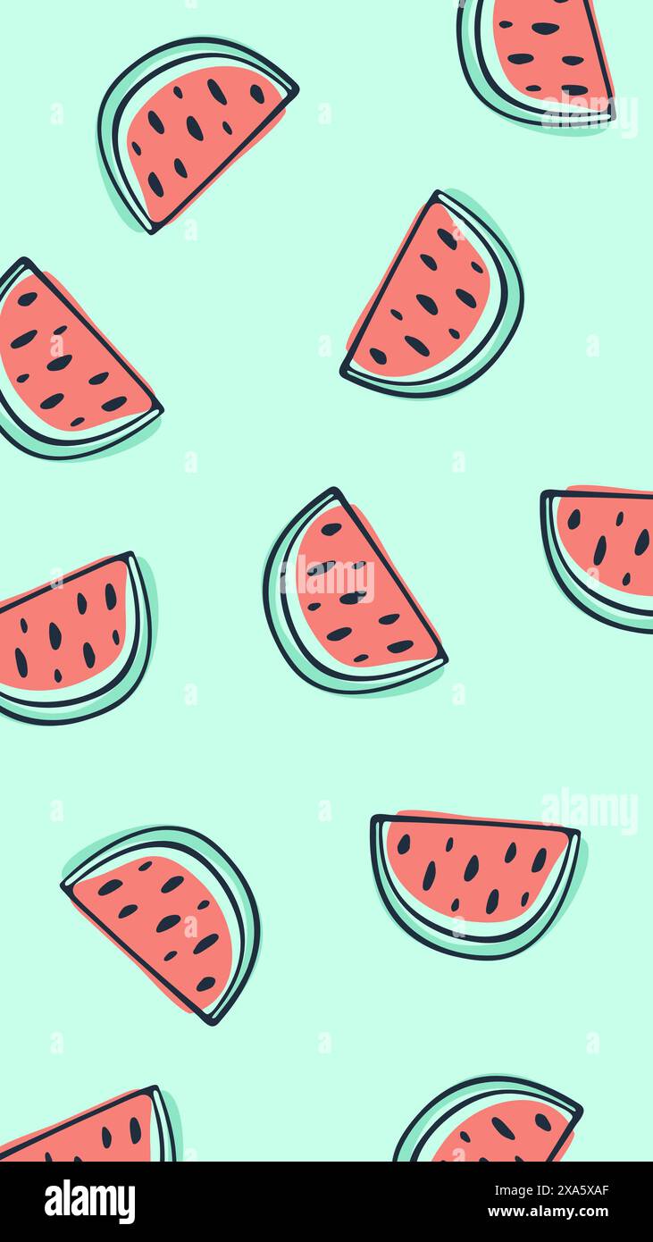 Shattered Cartoon Watermelon Illustration Stock Photo - Alamy