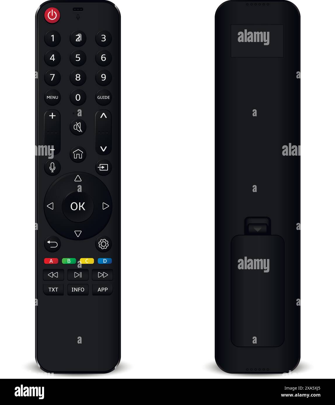 Remote control front and back side isolated on white background. Vector ...