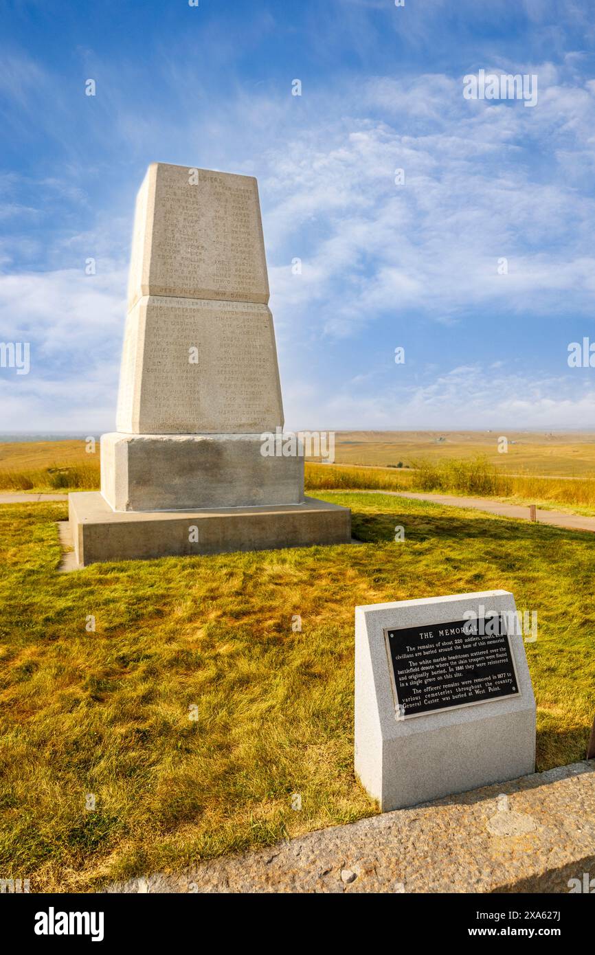 Memorial and burial site, Little Bighorn Battlefield National Monument, Hardin, Montana, USA Stock Photo