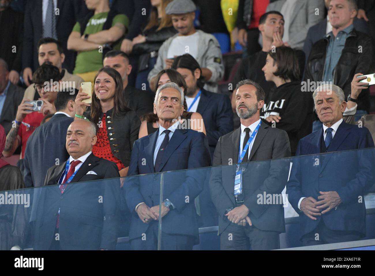 Bologna, Italy. 4th June 2024; Stadio Renato Dall'Ara, Bologna, Italy; International Football Friendly, Italy versus Turkey; Gabriele Gravina president of figc during the anthems Credit: Action Plus Sports Images/Alamy Live News Stock Photo