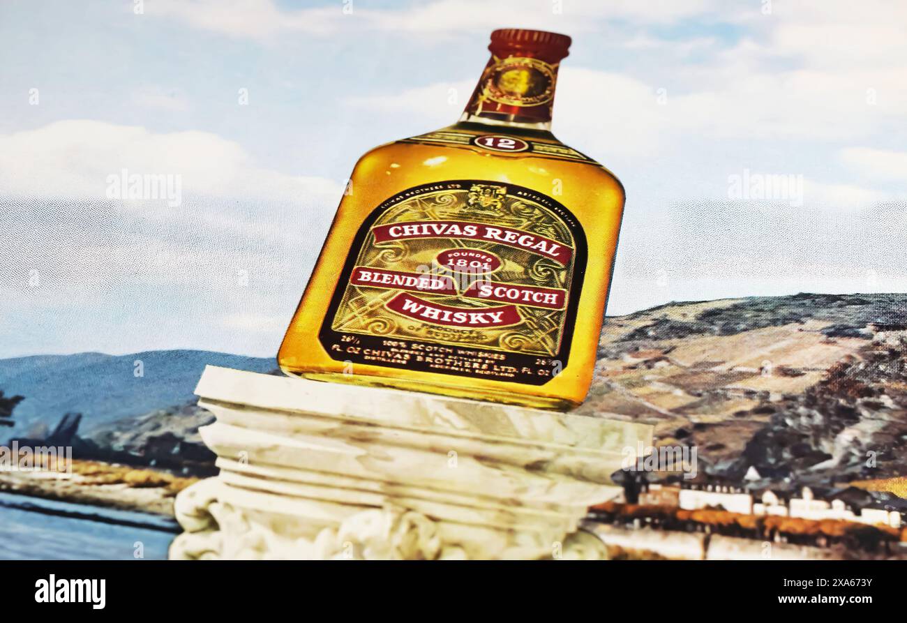 Viersen, Germany - May 9. 2024: Old  retro american magazine Chivas Regal Scotch Whisky advertising from 1964 Stock Photo