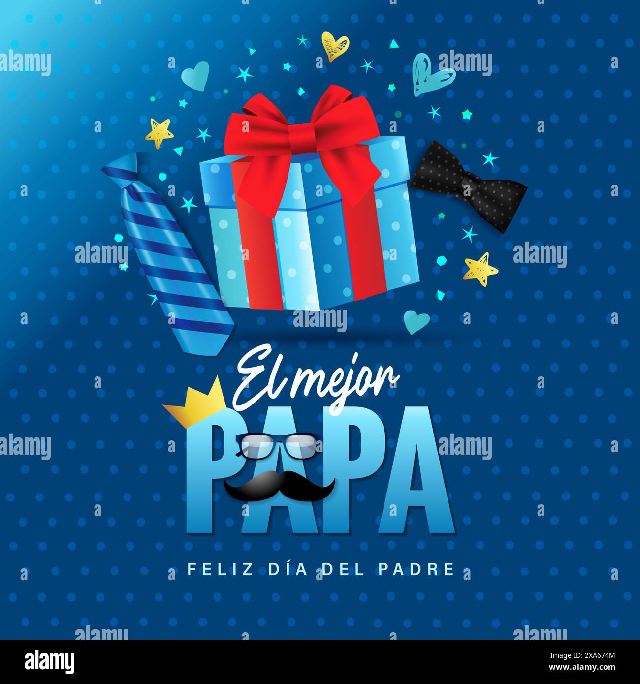 El mejor Papa, Fathers Day web stories post. Translation from spanish - The best Dad, Happy Father's Day. Vector illustration Stock Vector