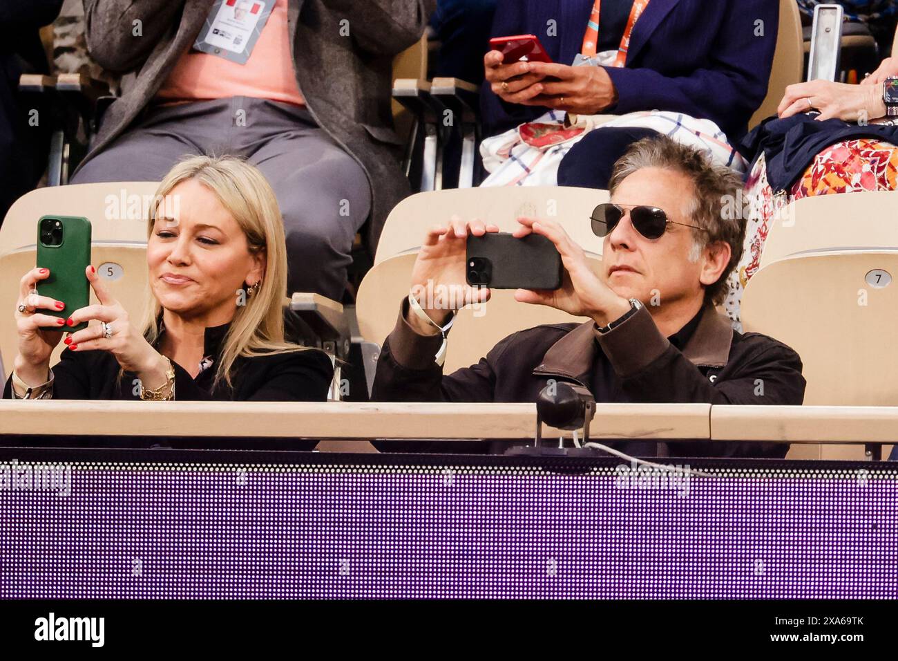 Paris, France. 4th June, 2024. USActor Ben Stiller and his wife Christine Taylor attend the