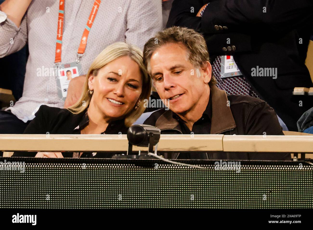Paris, France. 4th June, 2024. USActor Ben Stiller and his wife Christine Taylor attend the