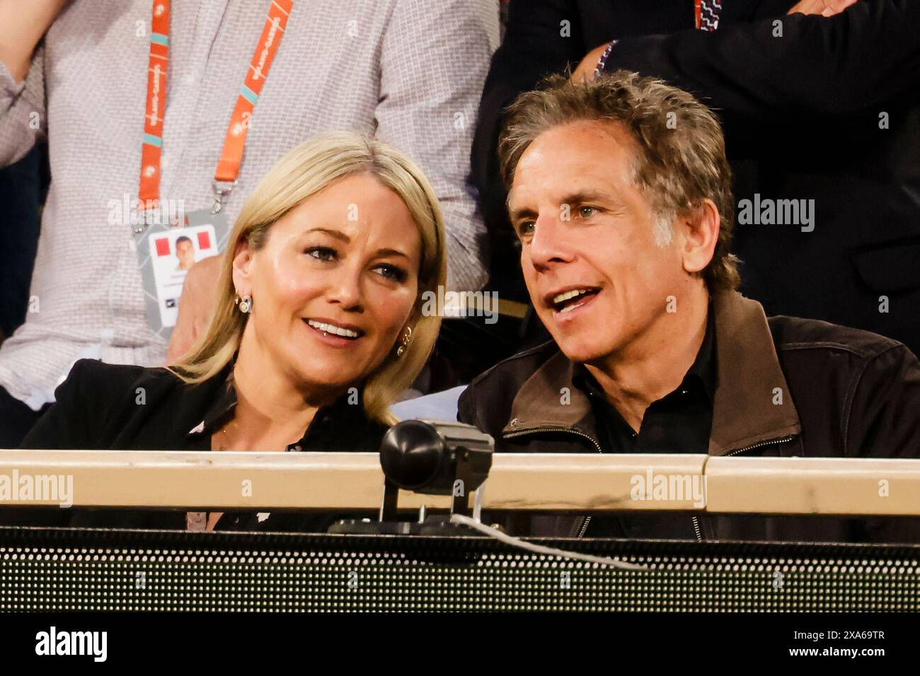 Paris, France. 4th June, 2025. USActor Ben Stiller and his wife Christine Taylor attend the