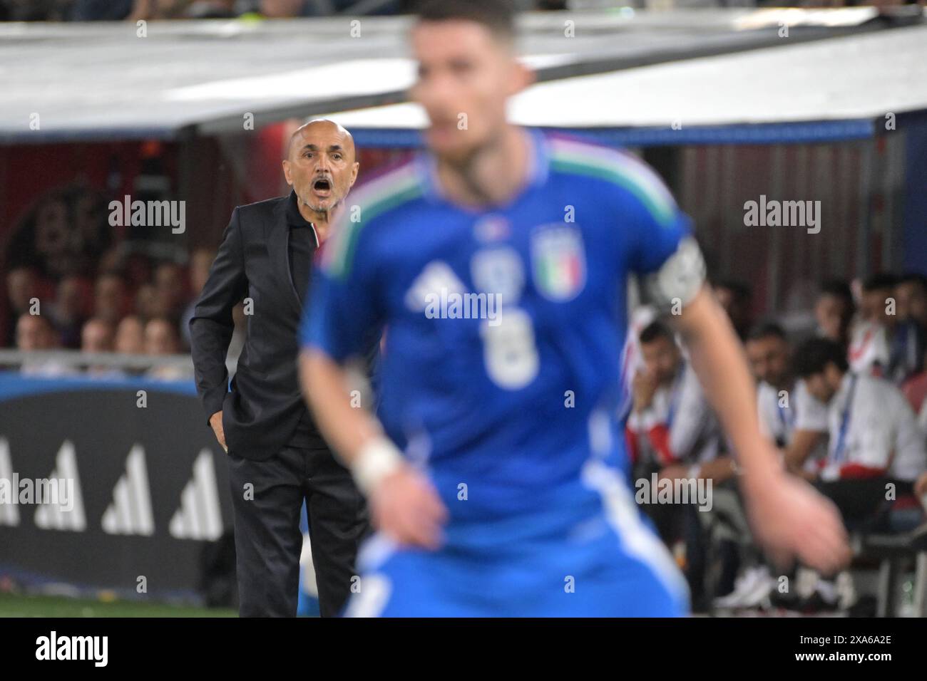Bologna, Italy. 4th June 2024; Stadio Renato Dall'Ara, Bologna, Italy; International Football Friendly, Italy versus Turkey; Luciano Spalletti head coach of Italy watches his team struggle to make an impression Credit: Action Plus Sports Images/Alamy Live News Stock Photo