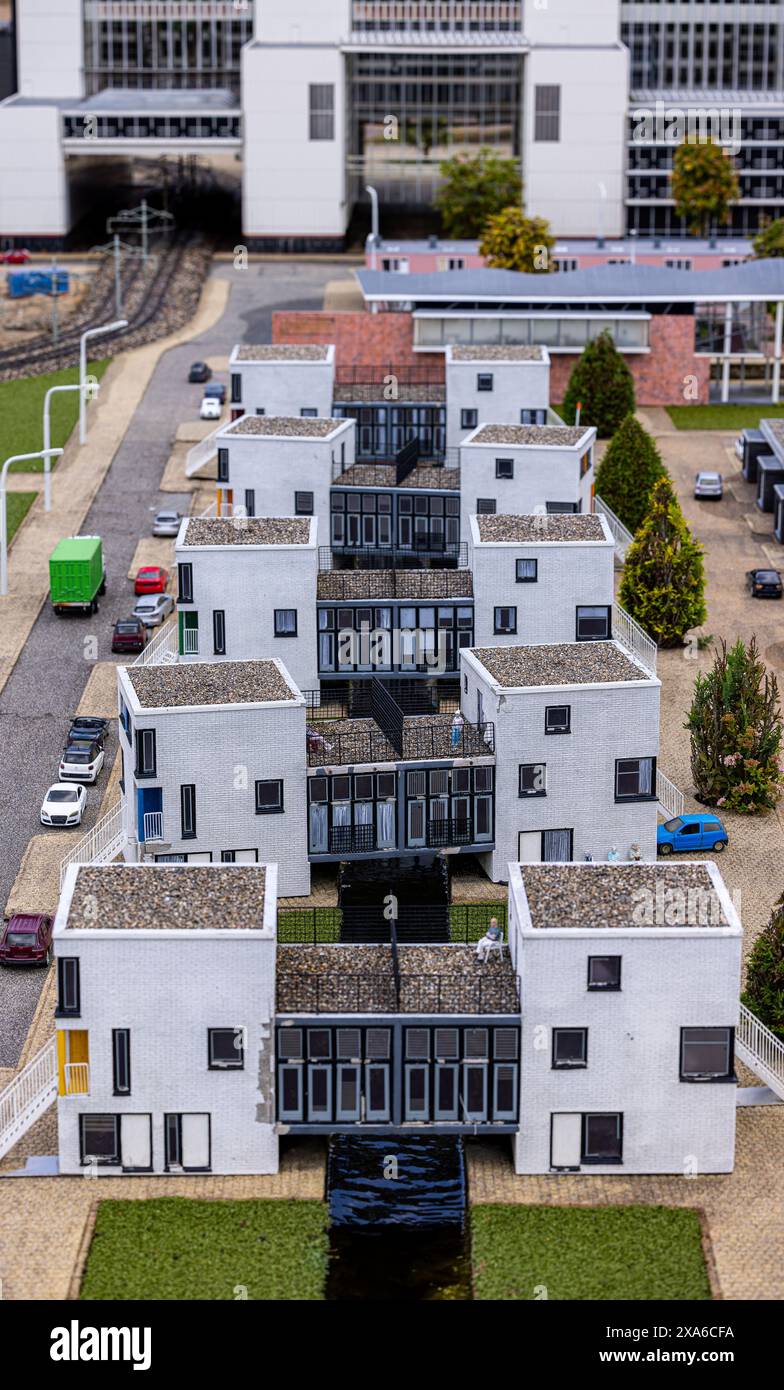 The miniature modern houses in Madurodam in Den Haag, The Netherlands ...
