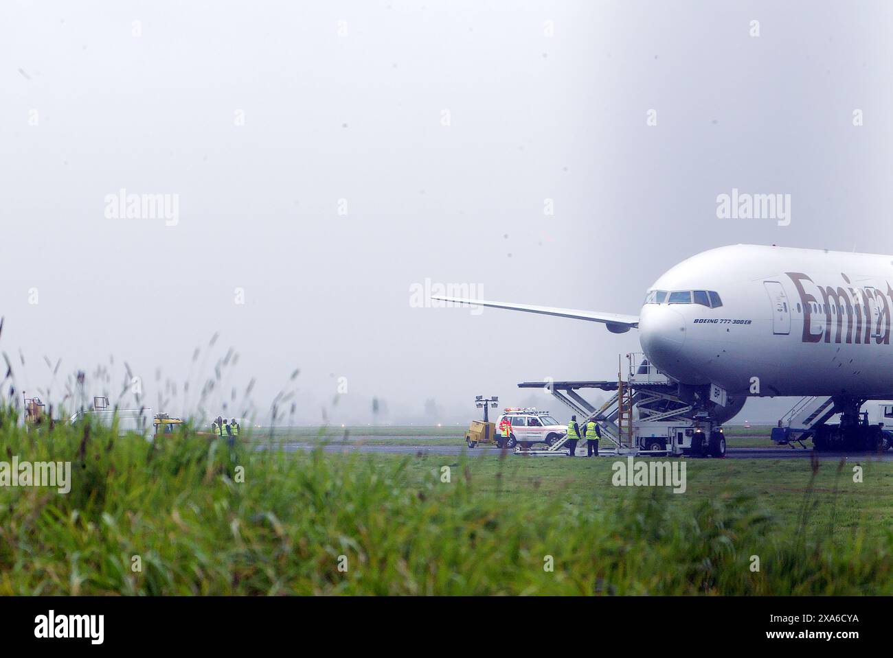 The Emirates Jet in Glasgow Airport, Scotland Stock Photo