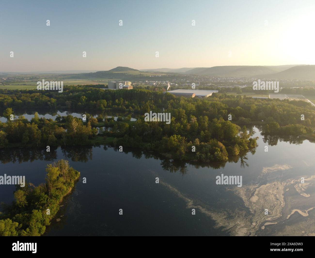 An aerial view of the Main River in Bavaria, Germany Stock Photo