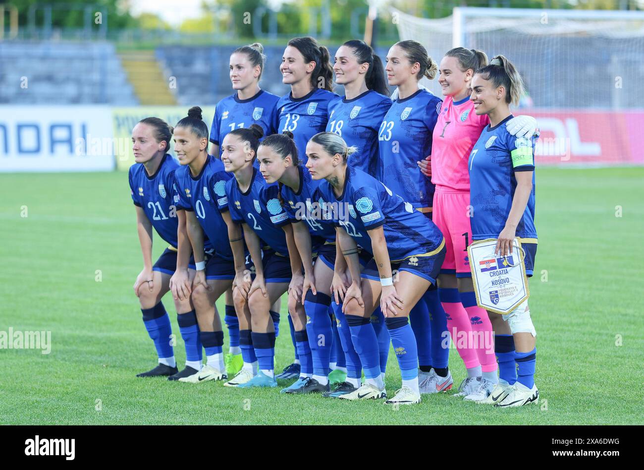 Karlovac, Croatia. 04th June, 2024. Kosovo team posing for photo during