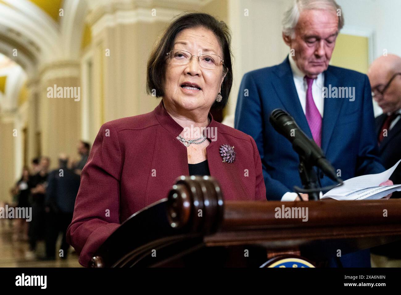 Washington, District Of Columbia, USA. 4th June, 2024. U.S. Senator MAZIE HIRONO (D-HI) speaking at a press conference at the U.S. Capitol. (Credit Image: © Michael Brochstein/ZUMA Press Wire) EDITORIAL USAGE ONLY! Not for Commercial USAGE! Stock Photo