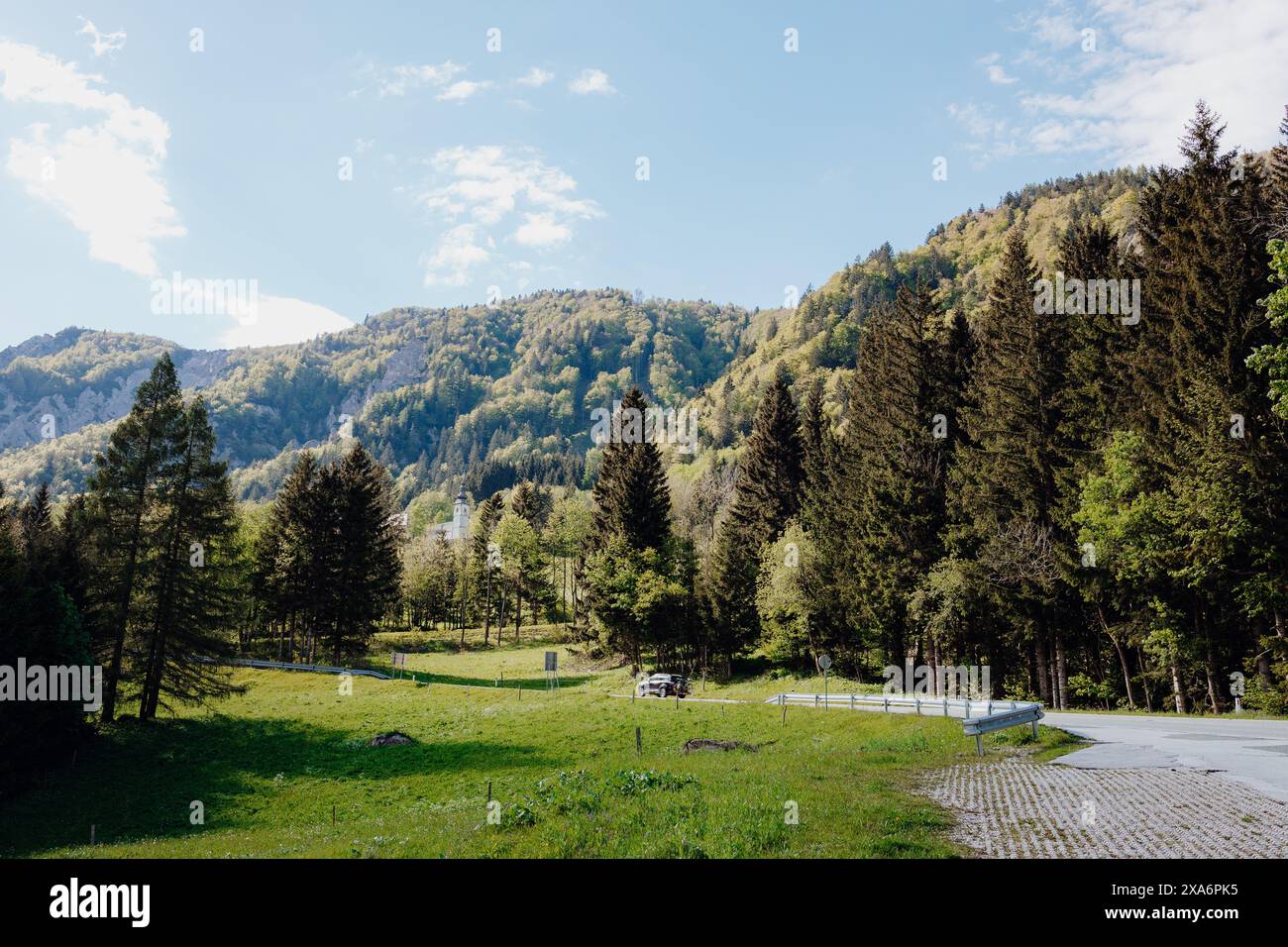 The beautiful and scenic Loiblpass in Slovenia near the Austrian border Stock Photo