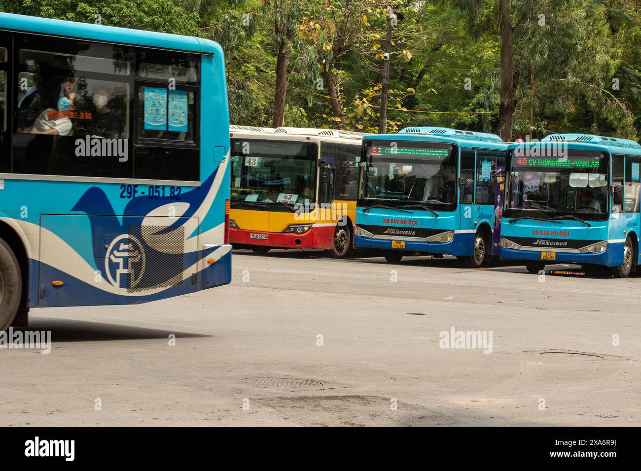 Public transport Bus in Hanoi, North Vietnam. Eye-opening, Interesting, Economical, Essential, sightseeing, local, Stock Photo