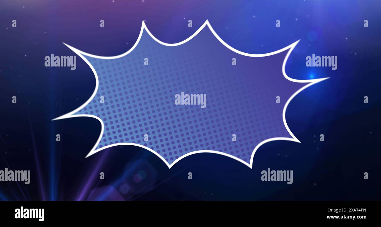 Image of speech bubble over glowing blue background Stock Photo - Alamy