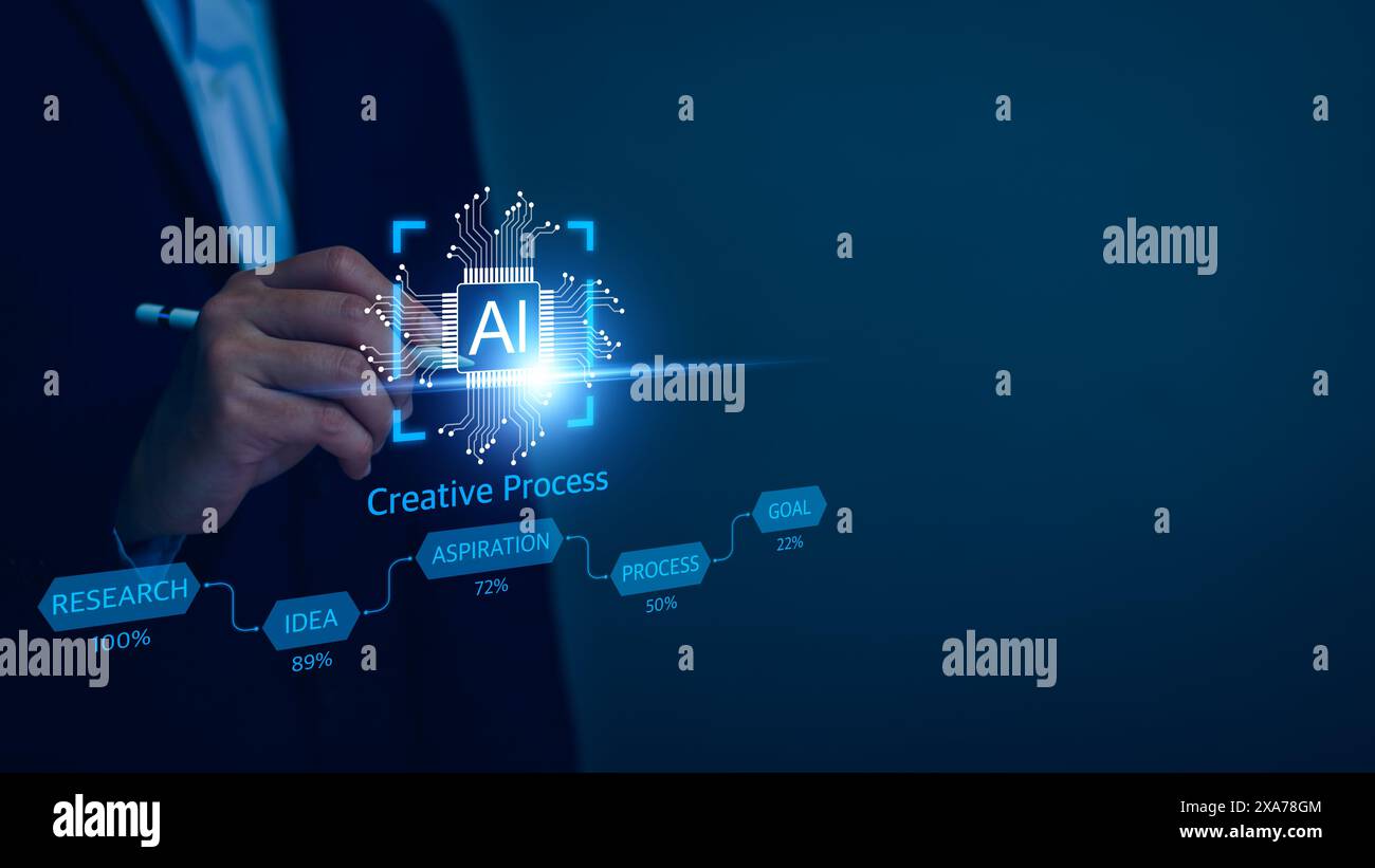 AI learning machine technology concept. AI development to help work, AI Learning and expert Artificial Intelligence for Business analytics, modern tec Stock Photo