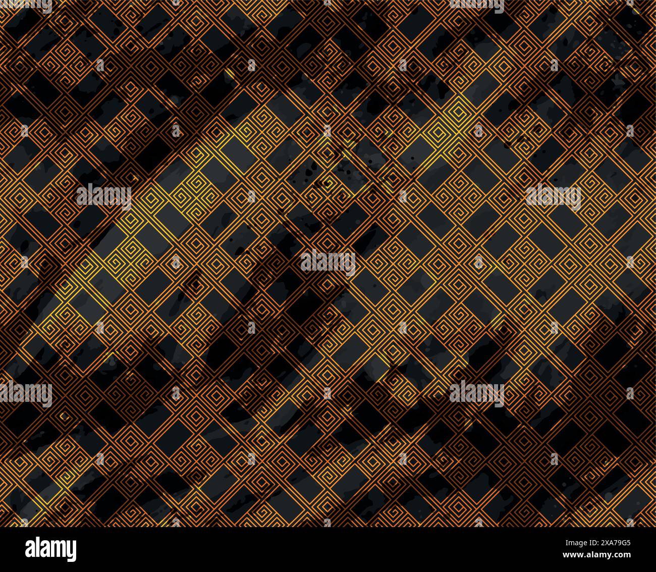 ancient diamond golden seamless pattern with water color effect Stock Vector
