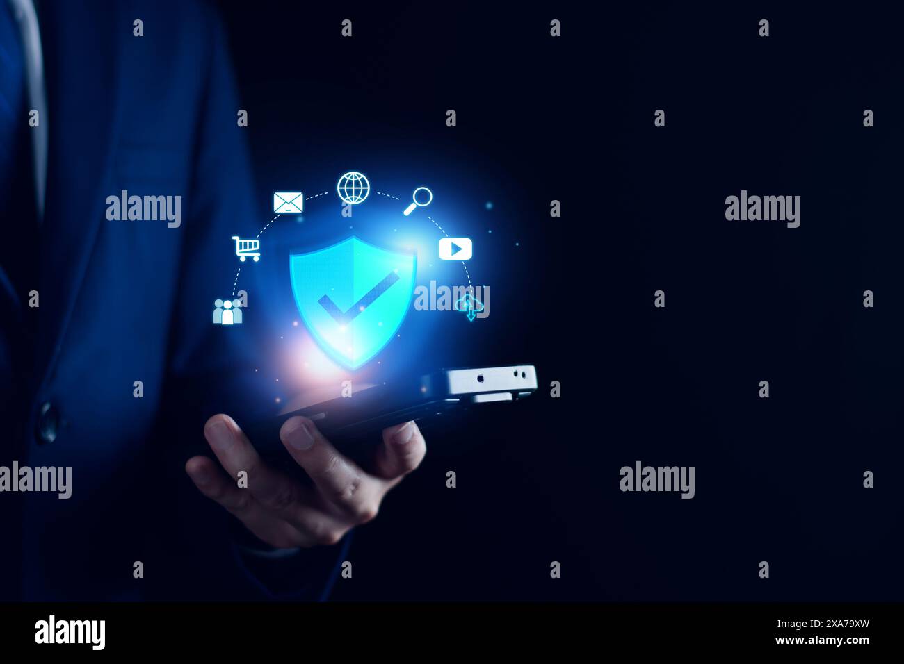 Network security system. Personal Data information on Tablet. Information and cyber security Technology Services. Internet Technology. Digital data pr Stock Photo