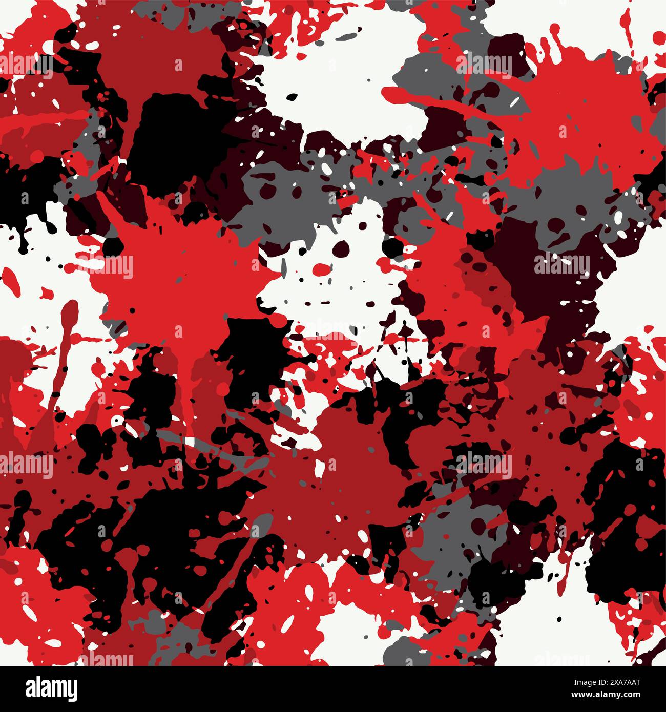 Red and grey splash spots camouflage seamless pattern Stock Vector