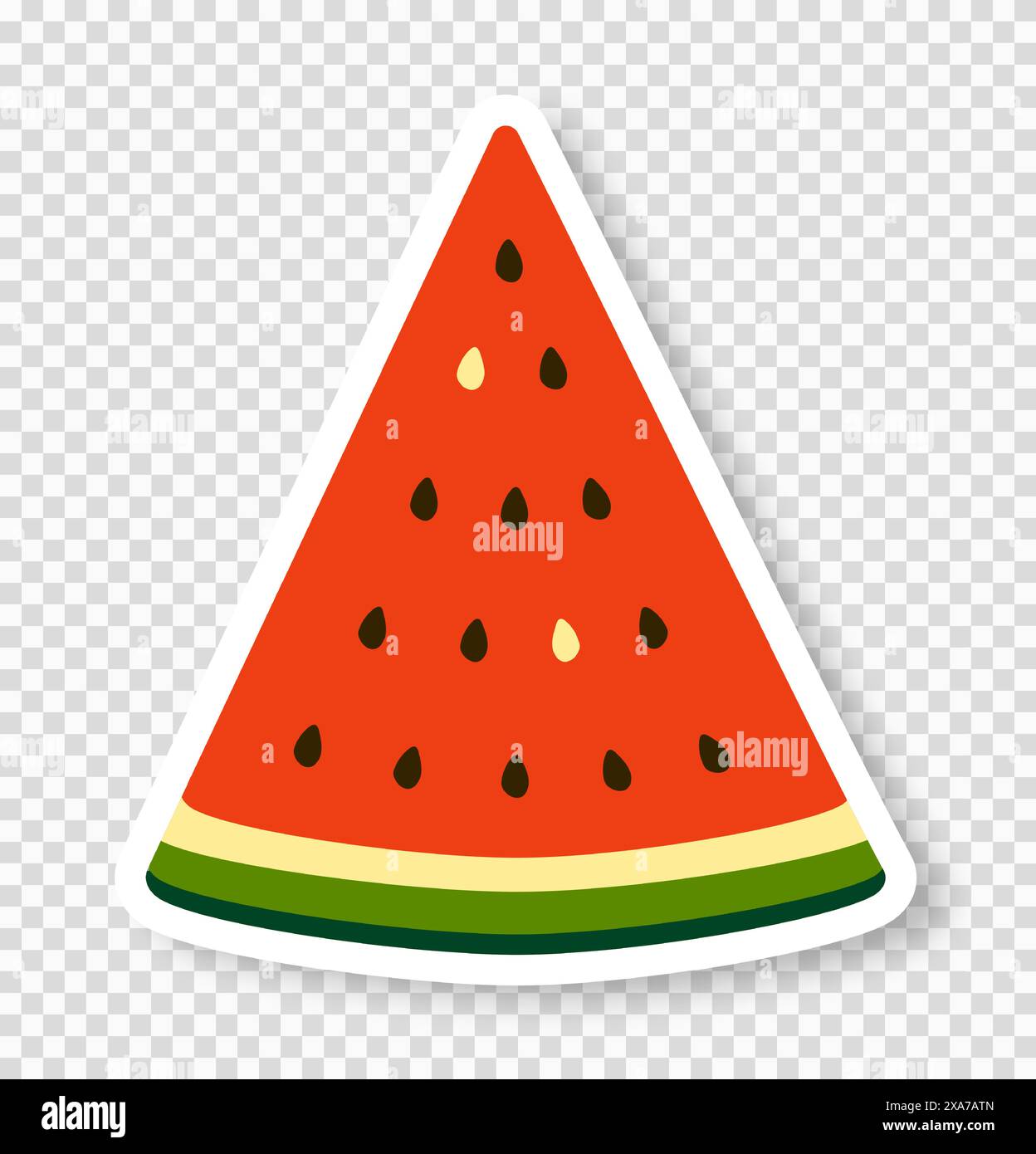 A triangular slice of watermelon on a transparent background Stock ...