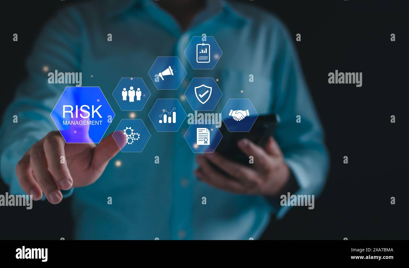 Photograph Risk Management Risk manage, Business risk assessment. Businessman assess investment ...