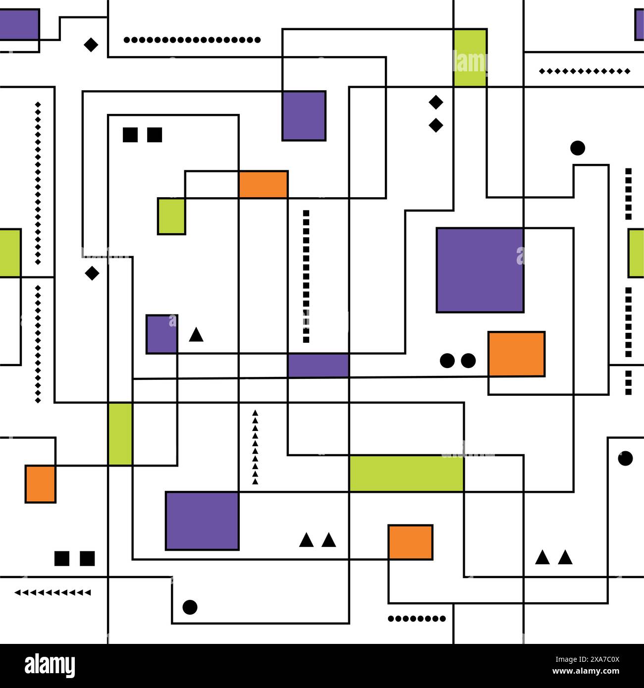 Lines and geometric figures seamless pattern Stock Vector