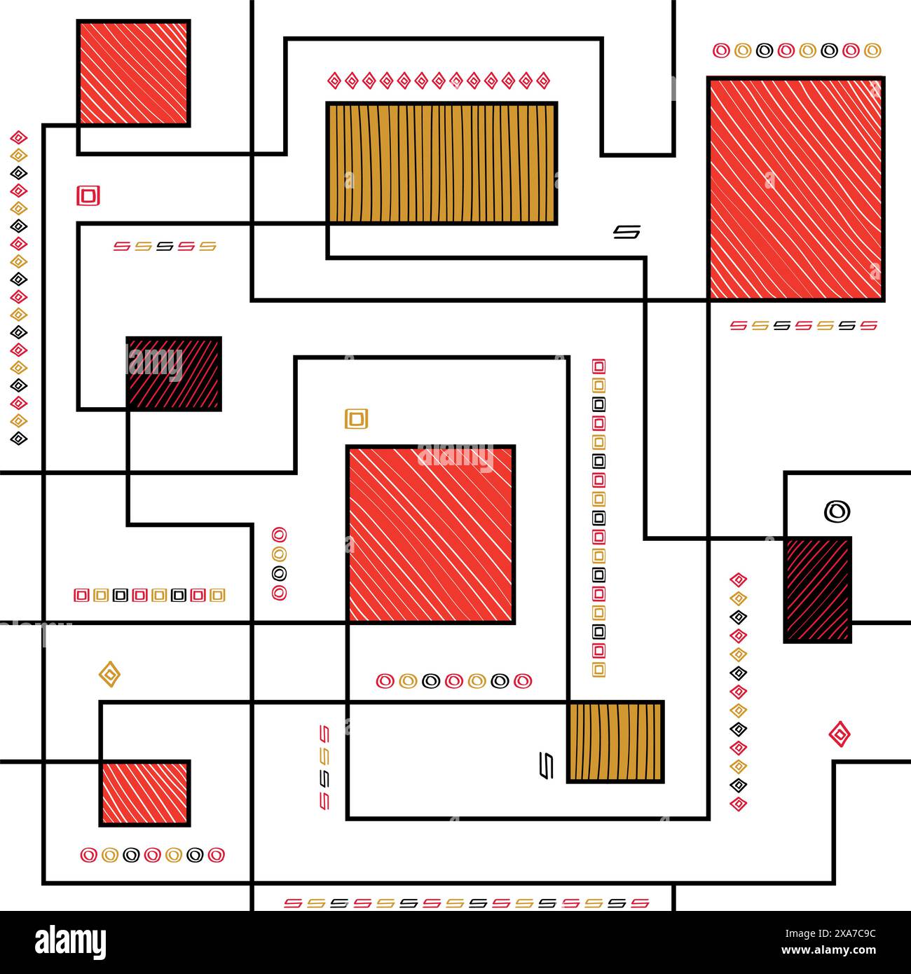 lineal sketch seamless pattern bases on south american indigenous ...