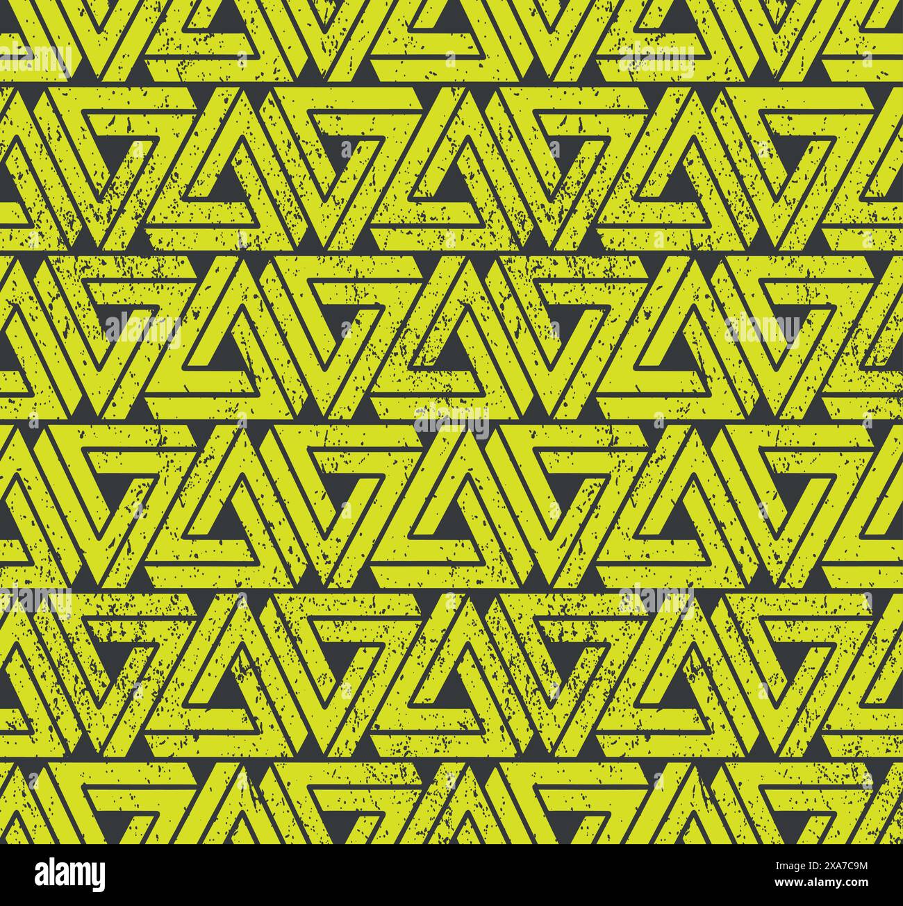 Green triangle worn out seamless pattern with dark grey background Stock Vector