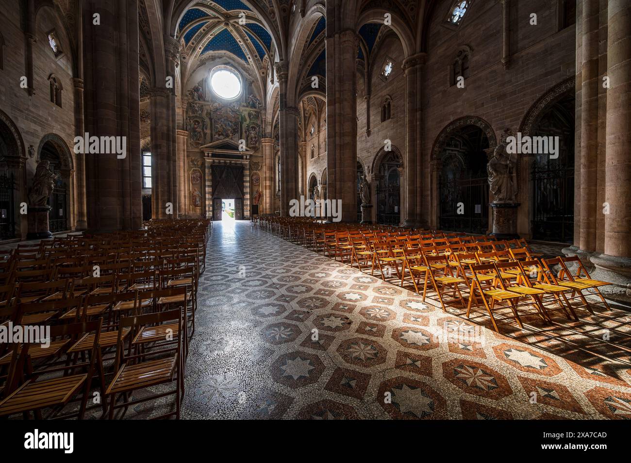 Central nave of the church, Certosa di Pavia monastery (“Gratiarum Chartusiae”), Pavia province, Lombardy, Italy, Europe Stock Photo