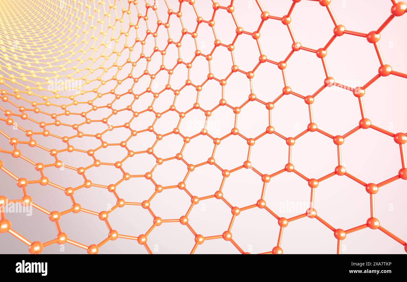 Carbon nanotubes, Nanotechnology, 3d rendering. 3d illustration. Stock Photo