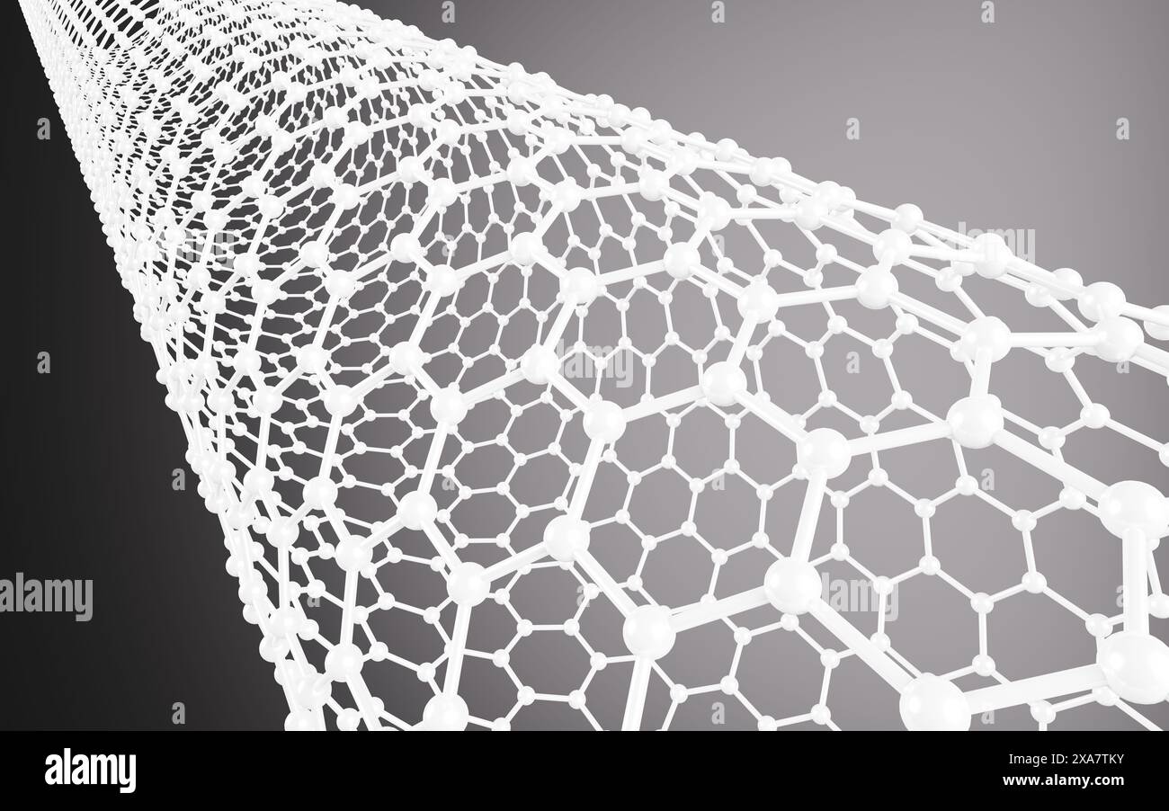 Carbon nanotubes, Nanotechnology, 3d rendering. 3d illustration. Stock Photo