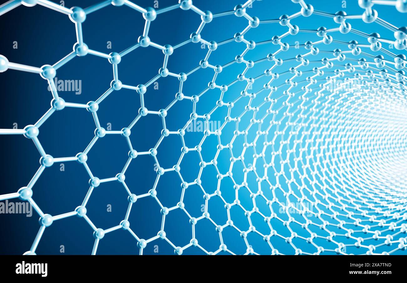 Carbon nanotubes, Nanotechnology, 3d rendering. 3d illustration. Stock Photo