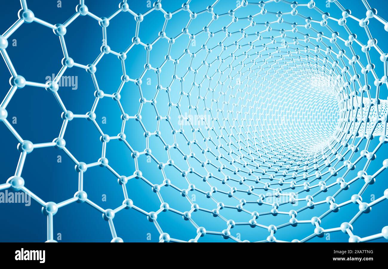 Carbon nanotubes, Nanotechnology, 3d rendering. 3d illustration. Stock Photo