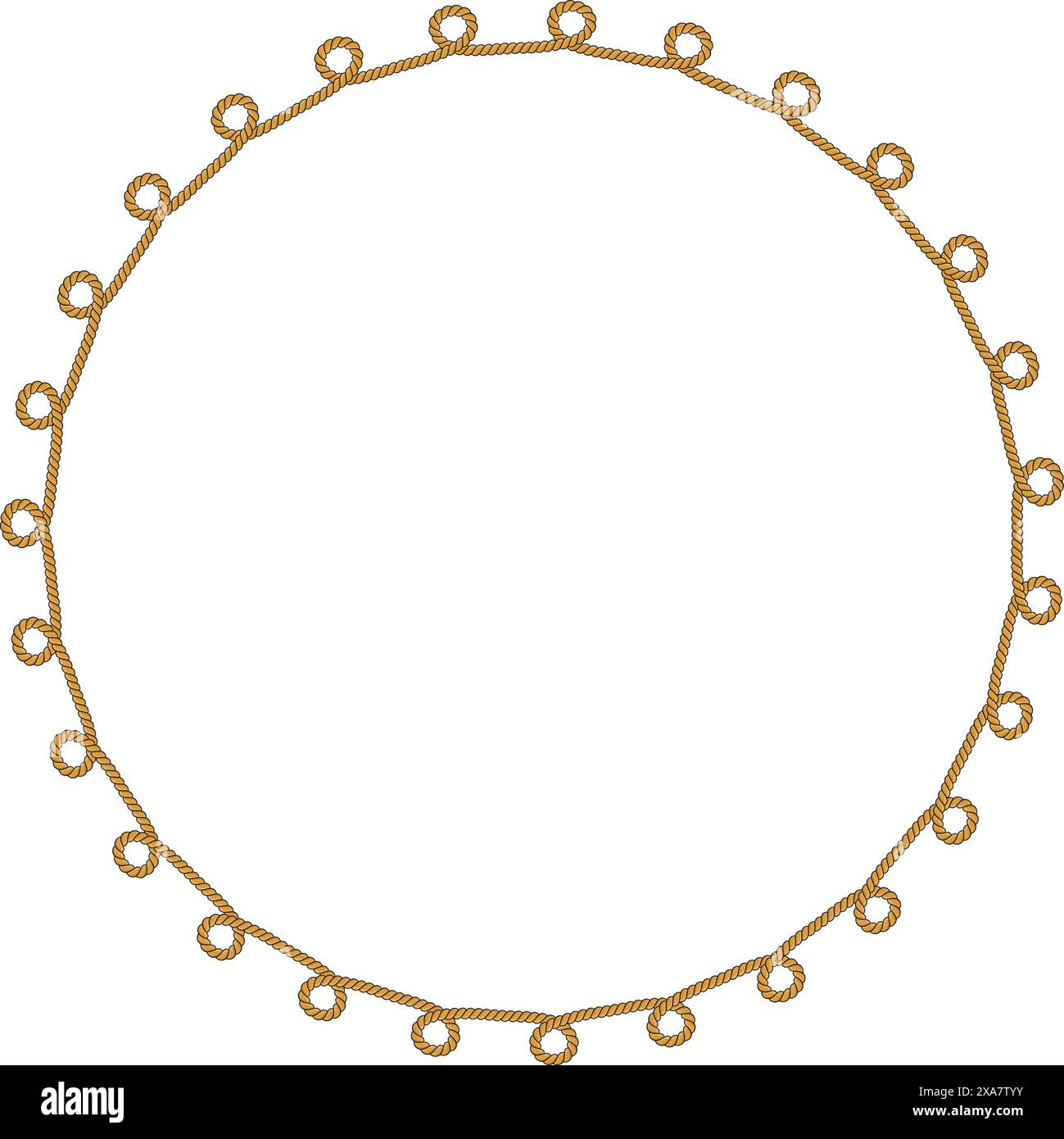 Round rope frame isolated on white background. Twisted cord Stock ...