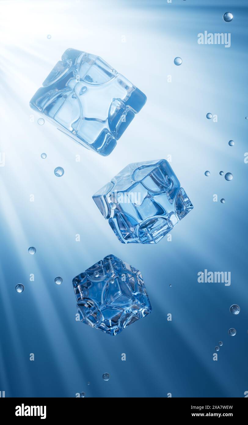 Abstract glass cubes, 3d rendering. 3d illustration. Stock Photo