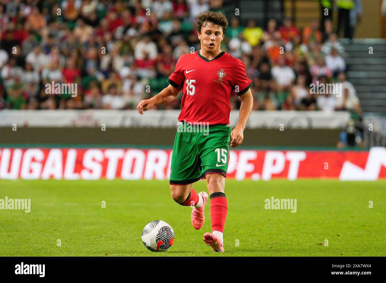 Lisbon, Portugal. 04th June, 2024. Joao Neves of Portugal in action during the UEFA friendly football match between Portugal and Finland at Estadio Jose Alvalade. Final score: Portugal 4:2 Finland (Photo by Bruno de Carvalho/SOPA Images/Sipa USA) Credit: Sipa USA/Alamy Live News Stock Photo