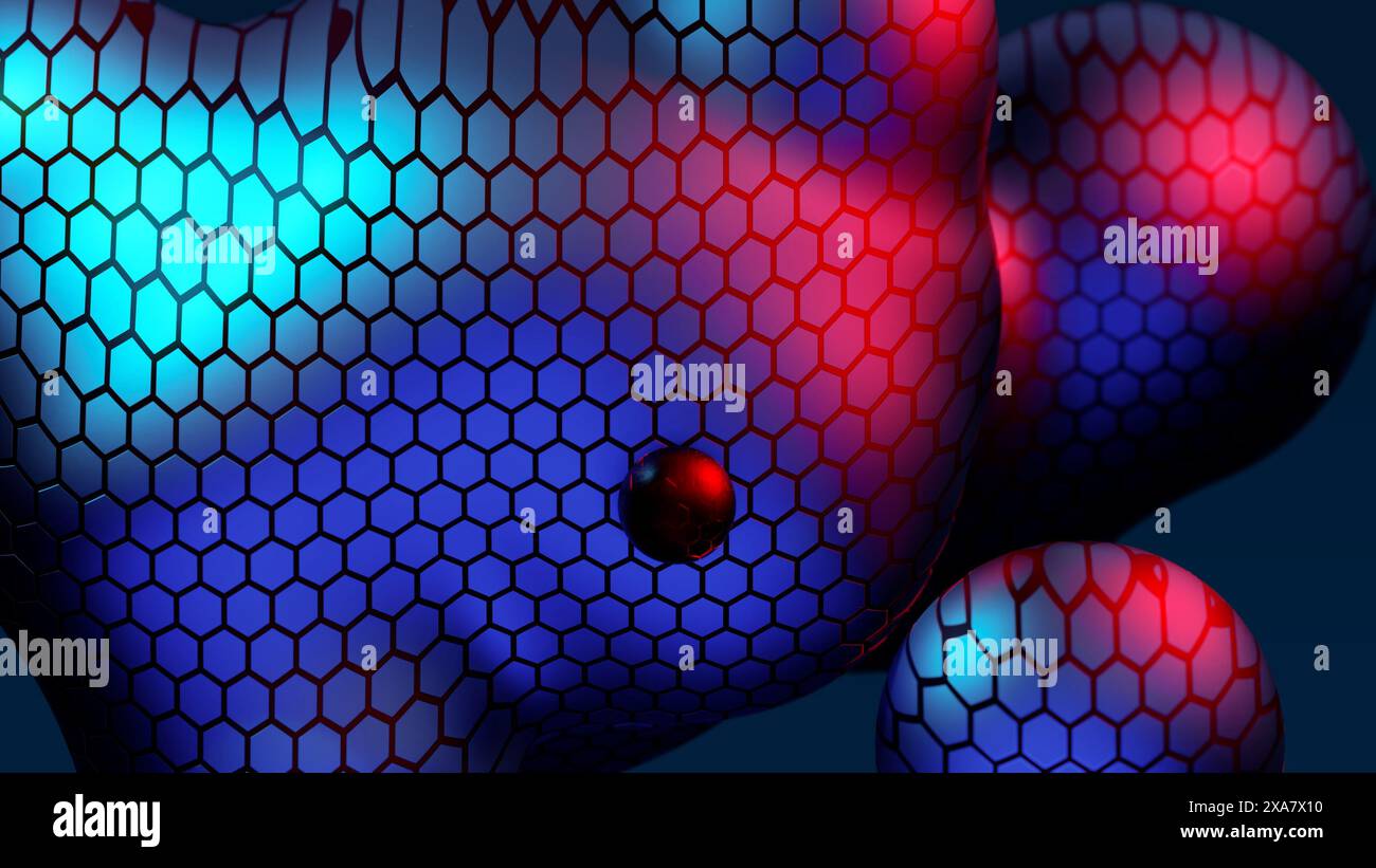 Abstract neon multicolored metaball with scale reptile texture meta ...