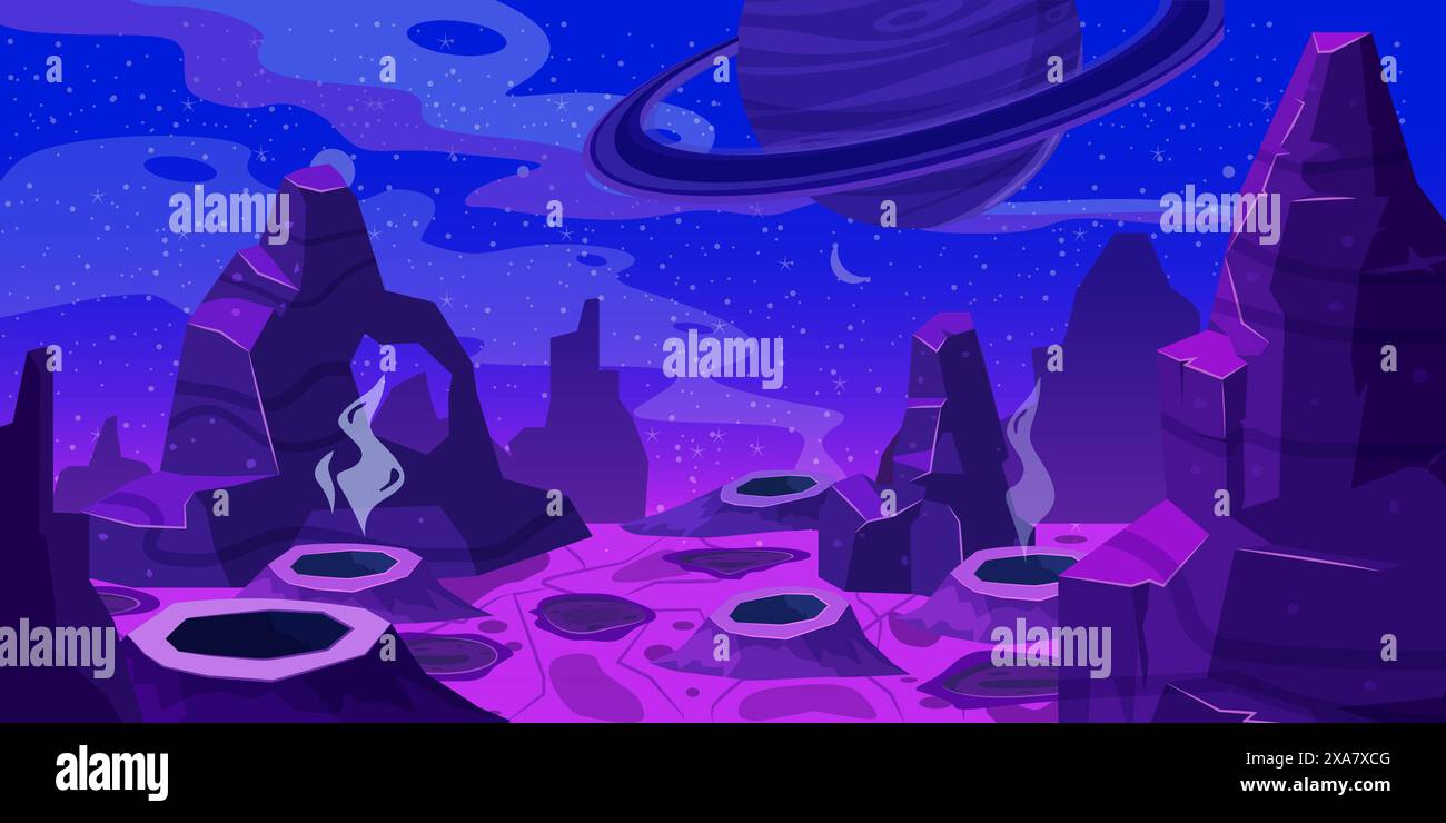 Fantasy space cartoon game concept background Stock Vector Image & Art ...