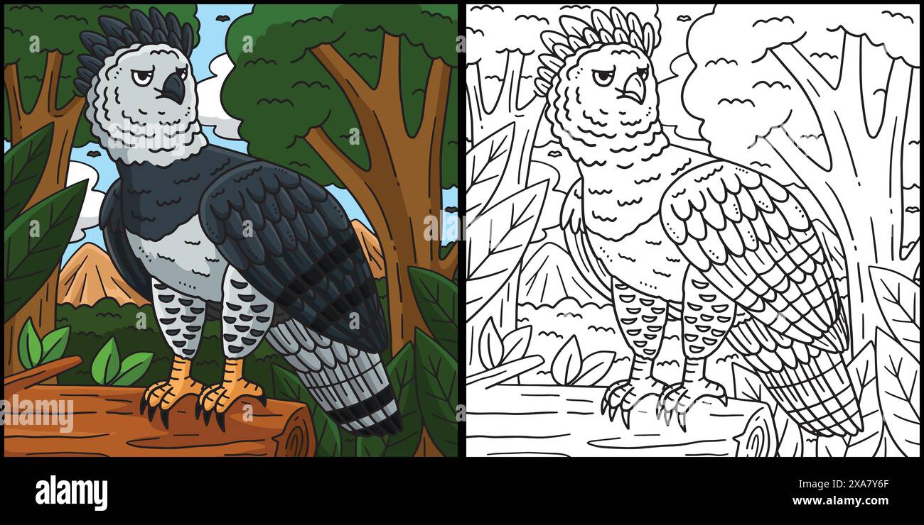 Harpy Eagle Bird Coloring Page Illustration Stock Vector Image & Art ...