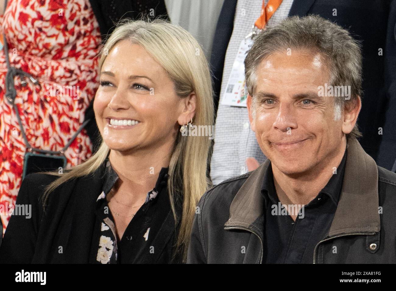 Christine Joan Taylor and Ben Stiller attend the 2024 French Open at