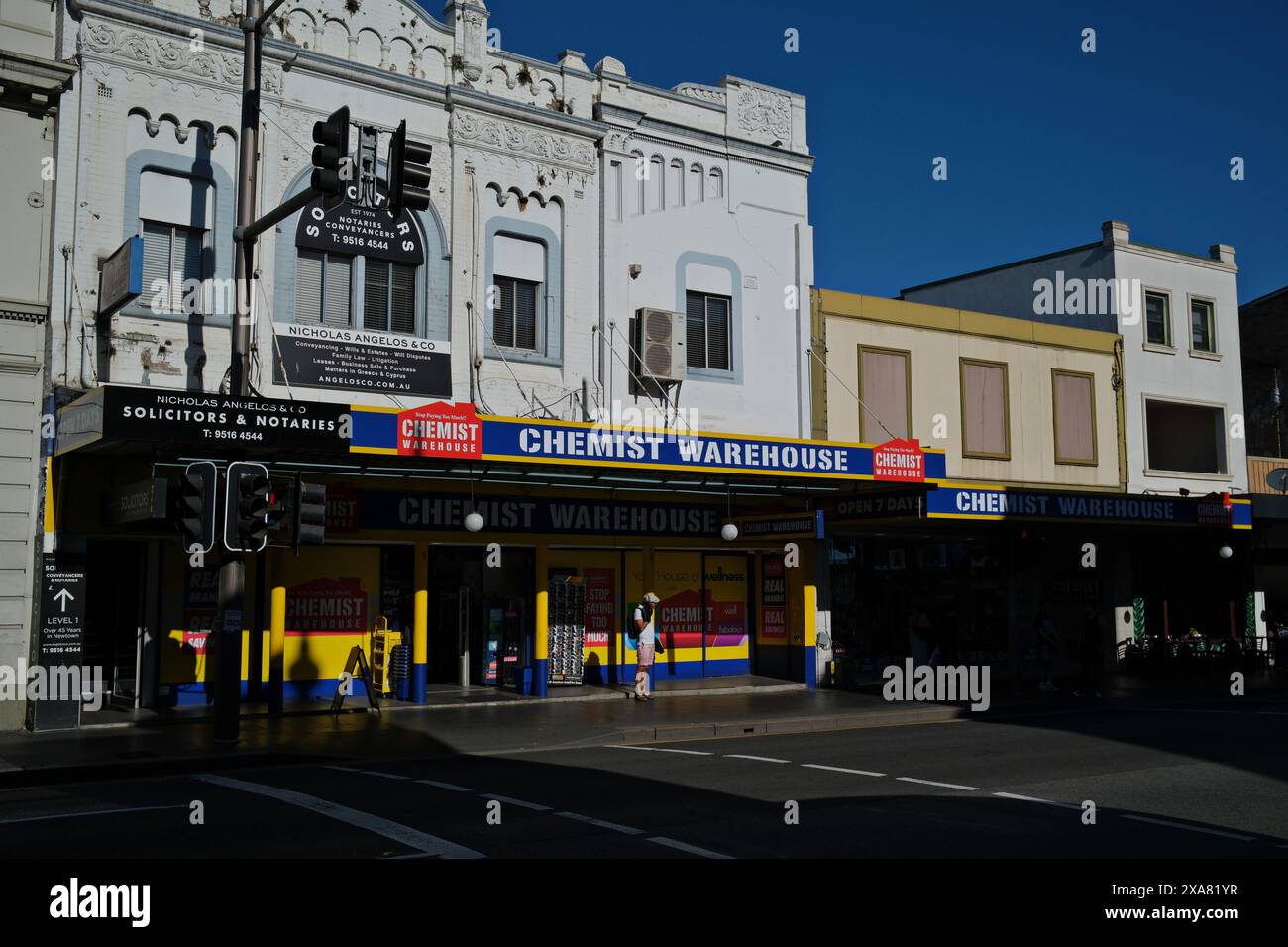 Federation Freestyle architecture Chemist Warehouse, Church & King Sts - Newtown, Sydney, Shops and Restarants of the inner west, the Victorian facdes Stock Photo