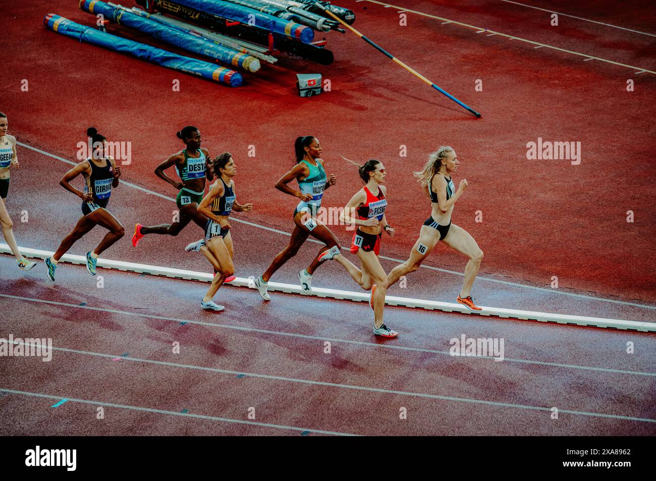 OSTRAVA, CZECHIA, MAY 28, 2025 Female Athletes Competing on the Track