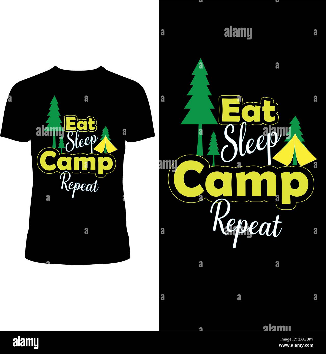 Eat Sleep Camp Repeat, Campaign t-shirt design Stock Vector