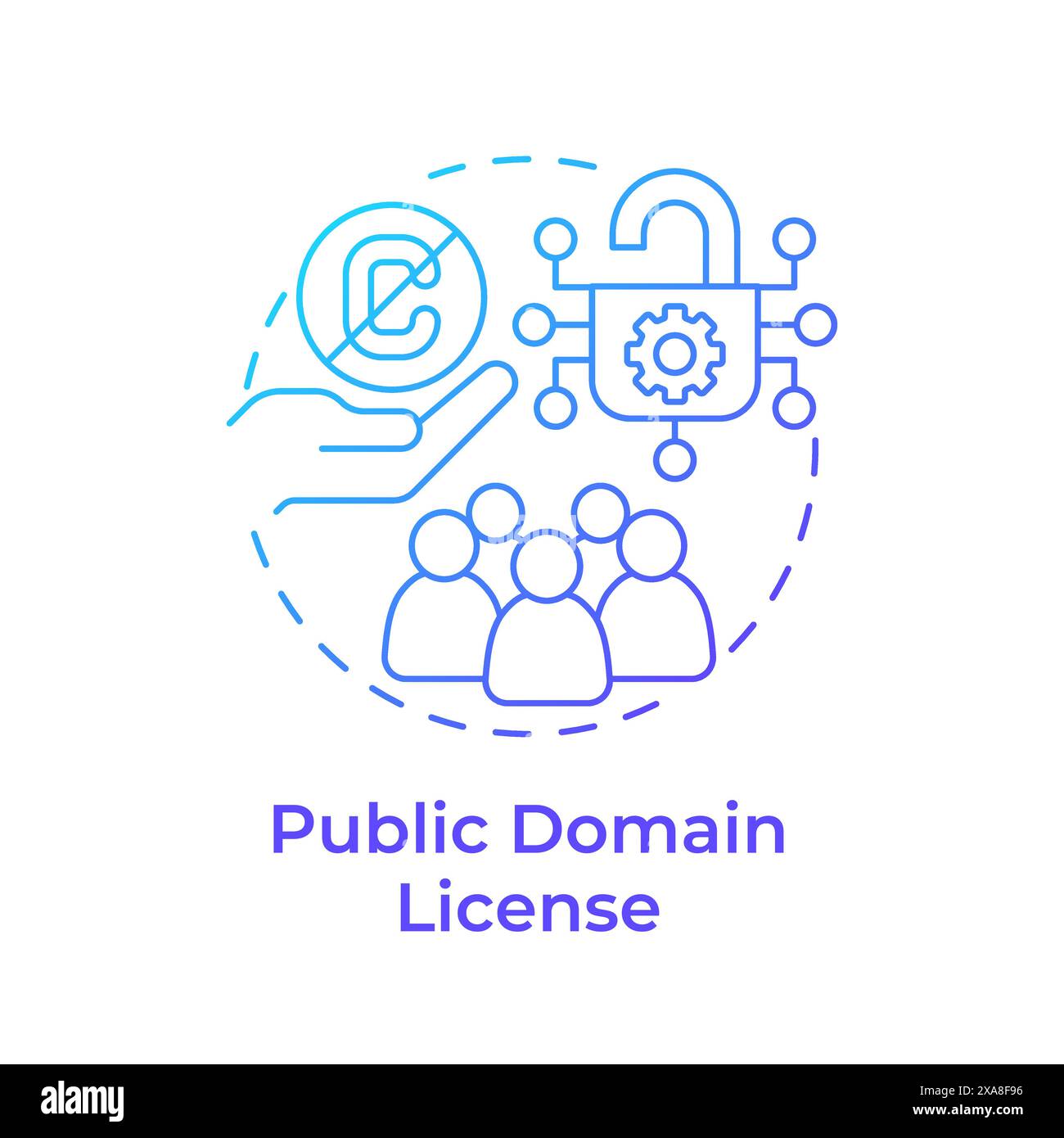 Public domain license blue gradient concept icon Stock Vector