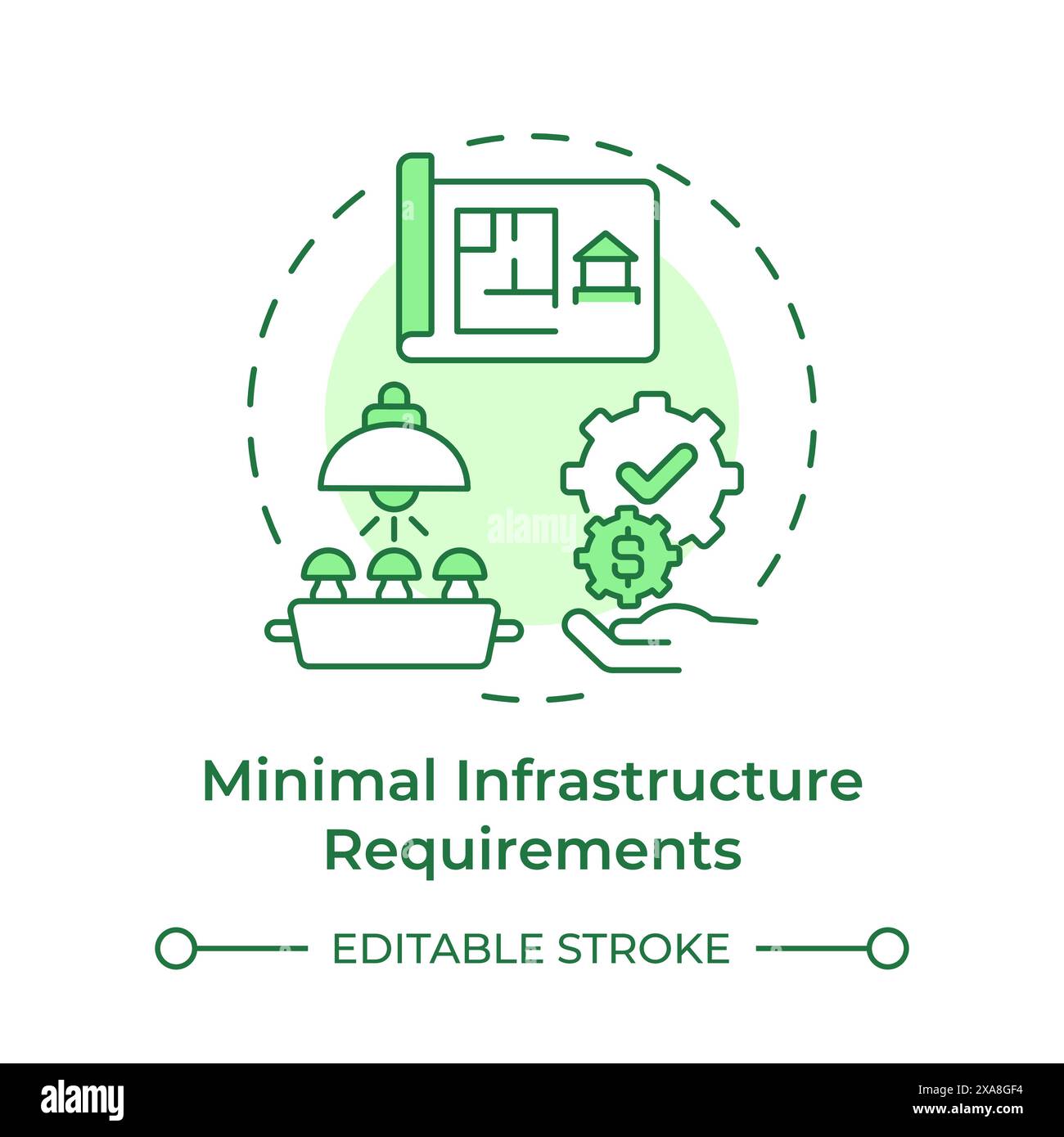 Minimal infrastructure requirement soft green concept icon Stock Vector ...